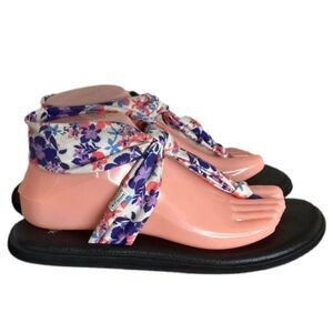 SANUK YOGA MAT FABRIC SLINGBACK SANDALS CASUAL EVERYDAY FLORAL PRINT SIZE 8